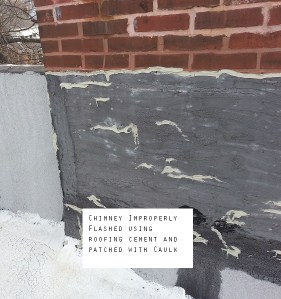 Bad flashing using roofing material