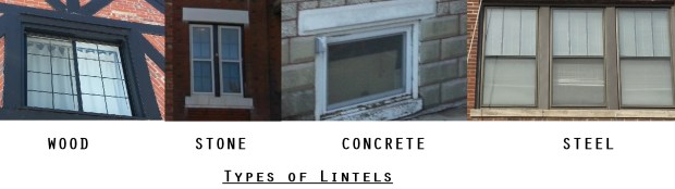 Steel wood concrete stone types of lintels